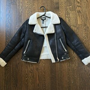Girls shearling lined faux leather jacket